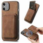 For iPhone X / XS Retro Leather Card Bag Magnetic Phone Case(Brown) - 1