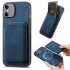 For iPhone X / XS Retro Leather Card Bag Magnetic Phone Case(Blue) - 1