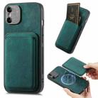 For iPhone X / XS Retro Leather Card Bag Magnetic Phone Case(Green) - 1