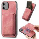 For iPhone X / XS Retro Leather Card Bag Magnetic Phone Case(Pink) - 1