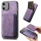 For iPhone X / XS Retro Leather Card Bag Magnetic Phone Case(Purple) - 1