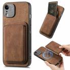 For iPhone XR Retro Leather Card Bag Magnetic Phone Case(Brown) - 1