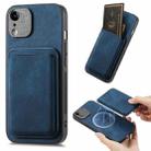 For iPhone XR Retro Leather Card Bag Magnetic Phone Case(Blue) - 1