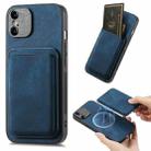 For iPhone XS Max Retro Leather Card Bag Magnetic Phone Case(Blue) - 1