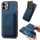 For iPhone 11 Retro Leather Card Bag Magnetic Phone Case(Blue) - 1