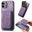 For iPhone 11 Retro Leather Card Bag Magnetic Phone Case(Purple) - 1