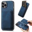 For iPhone 11 Pro Max Retro Leather Card Bag Magnetic Phone Case(Blue) - 1