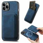 For iPhone 12 Pro Retro Leather Card Bag Magnetic Phone Case(Blue) - 1