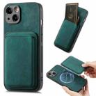 For iPhone 14 Retro Leather Card Bag Magnetic Phone Case(Green) - 1