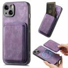 For iPhone 14 Plus Retro Leather Card Bag Magnetic Phone Case(Purple) - 1