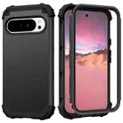 For Google Pixel 9 Pro XL 3 in 1 Silicone Hybrid PC Shockproof Phone Case(Black) - 1