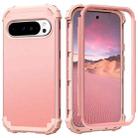 For Google Pixel 9 Pro XL 3 in 1 Silicone Hybrid PC Shockproof Phone Case(Rose Gold) - 1