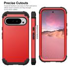 For Google Pixel 9 Pro XL 3 in 1 Silicone Hybrid PC Shockproof Phone Case(Red) - 2