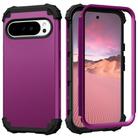 For Google Pixel 9 Pro XL 3 in 1 Silicone Hybrid PC Shockproof Phone Case(Dark Purple) - 1