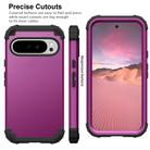 For Google Pixel 9 Pro XL 3 in 1 Silicone Hybrid PC Shockproof Phone Case(Dark Purple) - 2