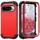 For Google Pixel 9 Pro 3 in 1 Silicone Hybrid PC Shockproof Phone Case(Red) - 1