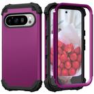 For Google Pixel 9 Pro 3 in 1 Silicone Hybrid PC Shockproof Phone Case(Dark Purple) - 1