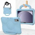 For Samsung Galaxy Tab A9+ 10.95 2023 Handle Football Shaped EVA Shockproof Tablet Case(Light Blue) - 1