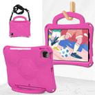 For iPad Air 11 2025 / 2024 Handle Football Shaped EVA Shockproof Tablet Case(Rose Red) - 1