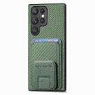 For Samsung Galaxy S21+ 5G Carbon Fiber Card Bag Fold Stand Phone Case(Green) - 3