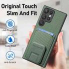 For Samsung Galaxy S21+ 5G Carbon Fiber Card Bag Fold Stand Phone Case(Green) - 6