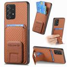 For Samsung Galaxy A23 Carbon Fiber Card Bag Fold Stand Phone Case(Brown) - 1