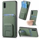 For Samsung Galaxy A50/A50s/A30s Carbon Fiber Card Bag Fold Stand Phone Case(Green) - 1