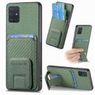 For Samsung Galaxy A71 Carbon Fiber Card Bag Fold Stand Phone Case(Green) - 1