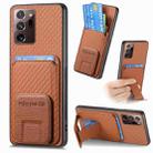 For Samsung Galaxy Note20 Ultra Carbon Fiber Card Bag Fold Stand Phone Case(Brown) - 1