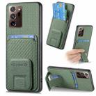 For Samsung Galaxy Note20 Ultra Carbon Fiber Card Bag Fold Stand Phone Case(Green) - 1