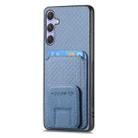 For Samsung Galaxy S25 5G Carbon Fiber Card Bag Fold Stand Phone Case(Blue) - 2