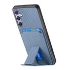 For Samsung Galaxy S25 5G Carbon Fiber Card Bag Fold Stand Phone Case(Blue) - 3