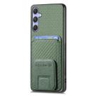 For Samsung Galaxy S25 5G Carbon Fiber Card Bag Fold Stand Phone Case(Green) - 2