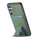 For Samsung Galaxy S25 5G Carbon Fiber Card Bag Fold Stand Phone Case(Green) - 3
