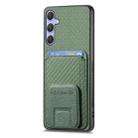 For Samsung Galaxy S25+ 5G Carbon Fiber Card Bag Fold Stand Phone Case(Green) - 2