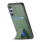 For Samsung Galaxy S25+ 5G Carbon Fiber Card Bag Fold Stand Phone Case(Green) - 3