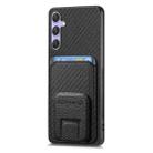 For Samsung Galaxy S25 Ultra 5G Carbon Fiber Card Bag Fold Stand Phone Case(Black) - 2