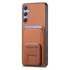 For Samsung Galaxy S25 Ultra 5G Carbon Fiber Card Bag Fold Stand Phone Case(Brown) - 2
