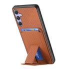 For Samsung Galaxy S25 Ultra 5G Carbon Fiber Card Bag Fold Stand Phone Case(Brown) - 3