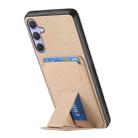 For Samsung Galaxy S25 Ultra 5G Carbon Fiber Card Bag Fold Stand Phone Case(Khaki) - 3