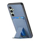 For Samsung Galaxy A36 Carbon Fiber Card Bag Fold Stand Phone Case(Blue) - 3