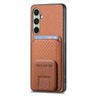 For Samsung Galaxy A56 5G Carbon Fiber Card Bag Fold Stand Phone Case(Brown) - 2
