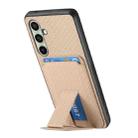 For Samsung Galaxy A56 5G Carbon Fiber Card Bag Fold Stand Phone Case(Khaki) - 3