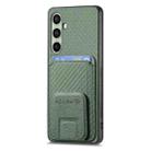 For Samsung Galaxy A56 5G Carbon Fiber Card Bag Fold Stand Phone Case(Green) - 2