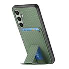 For Samsung Galaxy A56 5G Carbon Fiber Card Bag Fold Stand Phone Case(Green) - 3
