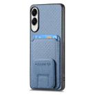 For Samsung Galaxy S25 Edge 5G Carbon Fiber Card Bag Fold Stand Phone Case(Blue) - 2