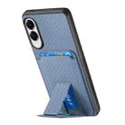 For Samsung Galaxy S25 Edge 5G Carbon Fiber Card Bag Fold Stand Phone Case(Blue) - 3