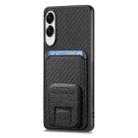 For Samsung Galaxy S25 Edge 5G Carbon Fiber Card Bag Fold Stand Phone Case(Black) - 2