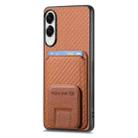 For Samsung Galaxy S25 Edge 5G Carbon Fiber Card Bag Fold Stand Phone Case(Brown) - 2