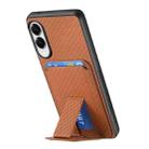 For Samsung Galaxy S25 Edge 5G Carbon Fiber Card Bag Fold Stand Phone Case(Brown) - 3